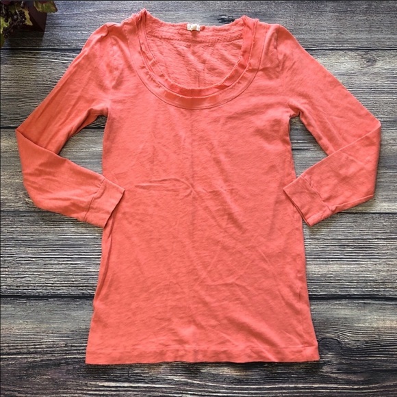 J. Crew Factory Tops - J Crew Factory long sleeve t-shirt peachy coral Sm